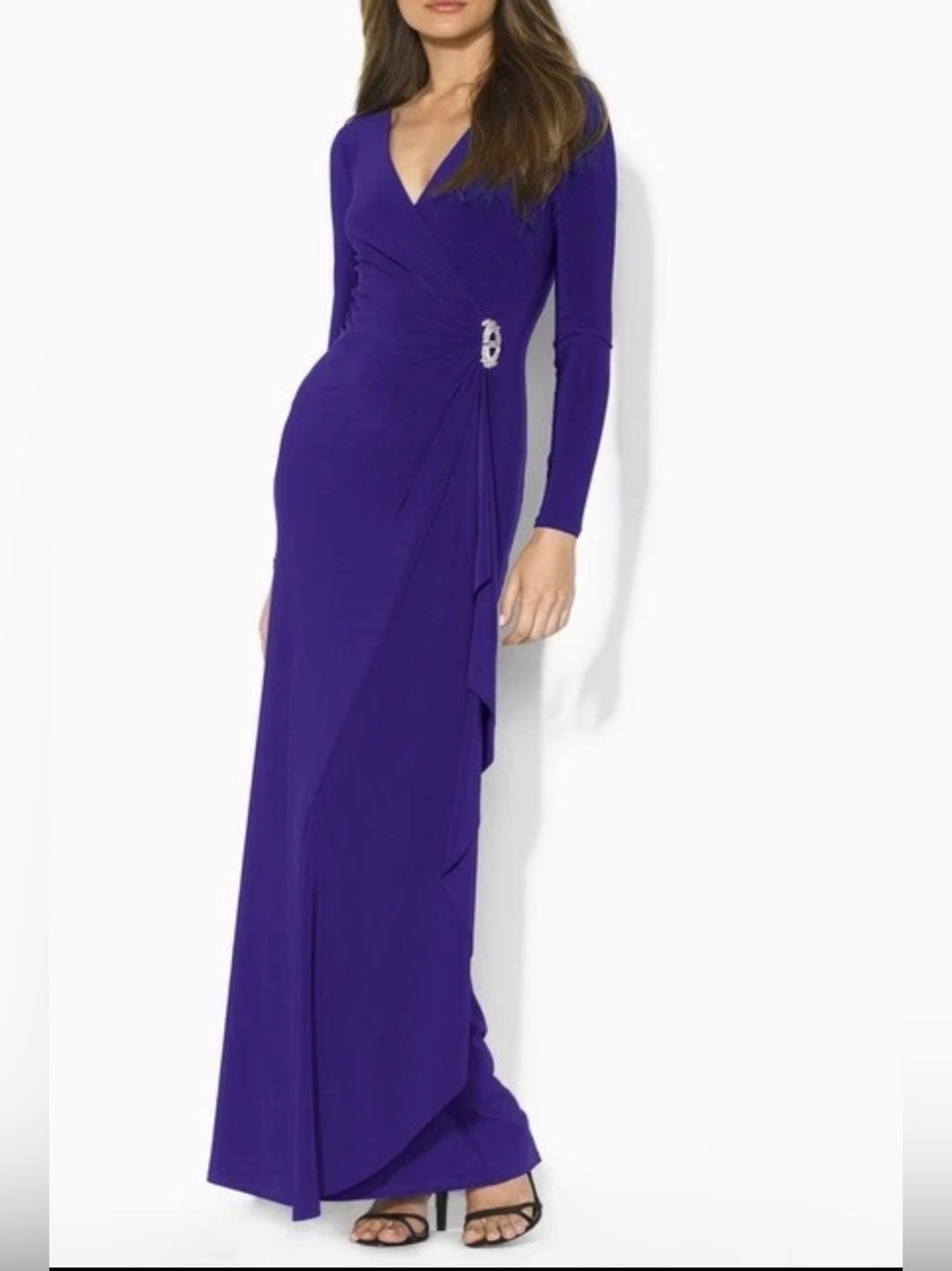 Ralph Lauren Deep Purple Long-Sleeve Maxi Dress